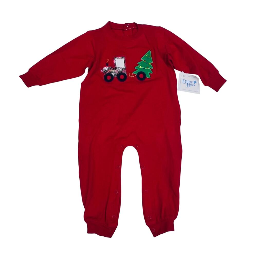 NWT Bailey Boys 24M Christmas Tractor Romper
